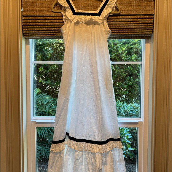 BATSHEVA White Maxi Dress with Black Velvet Trim - Picture 3 of 5
